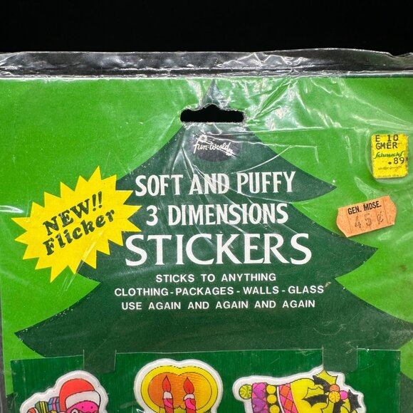 Vintage Fun World Soft Puffy 3D Christmas Stickers 1980s Neon Kitsch Taiwan READ - Picture 4 of 9
